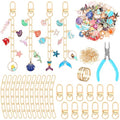AUGSUN 189Pcs Ocean Themed Keychain Making Kit, Charm Jewelry Chain Making Crafts Including 60 Summer Beach Charms 12 Keychain Clips Hooks 15 Extender Chains 100 Jump Ring and Jewelry Plier - style: Ocean