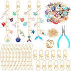 AUGSUN 189Pcs Ocean Themed Keychain Making Kit, Charm Jewelry Chain Making Crafts Including 60 Summer Beach Charms 12 Keychain Clips Hooks 15 Extender Chains 100 Jump Ring and Jewelry Plier - style: Ocean