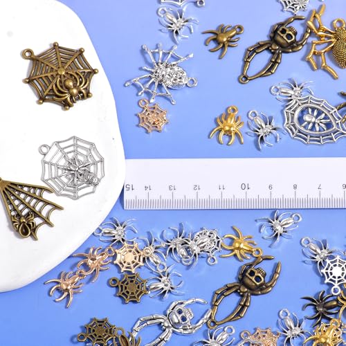 stino 100g Metal Pendant Charms for Jewelry Making, Bulk Silver & Gold Plated Charms for Braclet Necklace Crafts, Animal Plant Flower Pet and so on - color: Spider Mixed Color