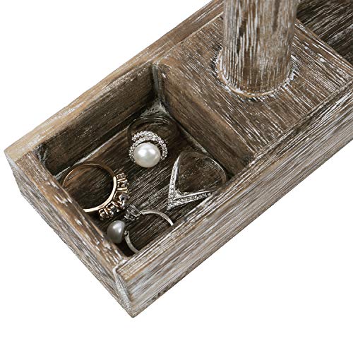 MOOCA 2Pcs Set Bracelet Bangle Holder, Table Top Necklace Wooden Jewelry Display Stand Storage Tray for Home Organization, 11 3/4" W x 2 3/4" D x 9 3/4" H, Coffee - color: 9) Coffee, w/Tray-2pc