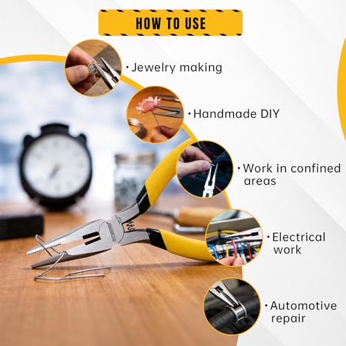 BOOSDEN 5 Inch Small Needle Nose Pliers Set of 5, Precision Long Nose Pliers with Side Cutter & Spring, Mini Fine Tip Jewelry Making Pliers for Electronics, Craft, DIY, Beading, Model Building - size: 5''-5 pack
