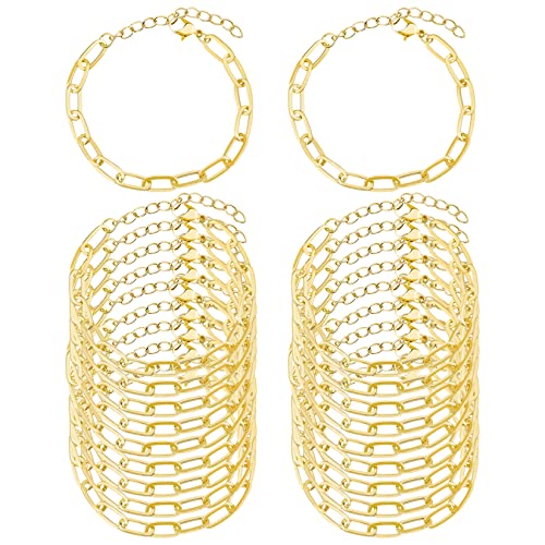tiggell 20pcs Chain Bracelets Kit Alloy Link with Lobster Clasps for Christmas DIY Women Jewelry Findings Bracelet Making (Gold) - color: Gold