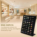 Homeanda Ring Display Tray - 50 Slot L-Shaped Velvet Jewelry Display for Earrings and Rings (Black) - style: A.L-Shaped-Black