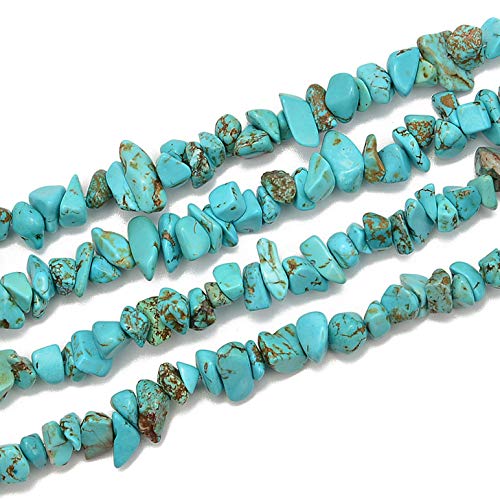 PLTbeads 5-8mm Natral Healing Gemstone Waist Bracelets Necklace Kit Irregular Stone DIY Crafts Design Jewelry Making 1 Strand per Bag Approxi 34 inch (Green Turquoise Chips) - color: Green Turquoise Chips