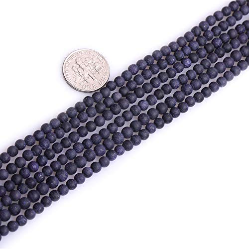 4mm Blue Sandstone Frosted Matte Unpolished Round Spacer Beads for Jewelry Making Strand 15 inch - color: Blue Sandstone, size: 4mm