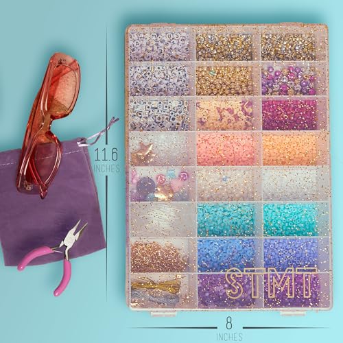 STMT D.I.Y. Glitz Bead Case, Includes Over 500 Jewelry Making Supplies, Including Cute Beads for Jewelry Making, Bracelet Charms, Storage Case, Friendship Bracelet Kit, Teen Girl Gifts - style: Glitz