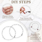 20Pcs Chain Charm Necklace Bracelet Making Kit, Adjustable Paperclip Bracelet necklace chains for charm jewelry making Alloy Link Chains with Lobster Clasps for Women DIY Jewelry Making (Silver) - color: Silver