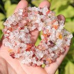 400pcs Natural Chip Stone Beads for Jewelry Making Red Hematoid 5-8mm Irregular Gemstones Healing Crystal Loose Rocks Bead Hole Drilled for Ring Earrings Necklace Bracelet Making DIY Art Crafts - color: Red Hematoid (2 Strands-62")