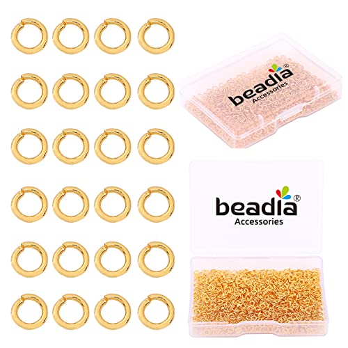 BEADIA 18K Gold Plated Jump Rings Non Tarnish 3mm 1200pcs for Jewelry Making Findings - color: Gold, size: 0.5x3mm
