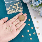 PH PandaHall 50PCS 14k Gold Plated Spacer Beads, 8mm Flat Round Metal Brass Bead Wavy Disc Beads Jewelry Loose Bead for DIY Bracelet Necklace Earring Craft Supplies, Hole: 1.2mm - color: 14k Gold