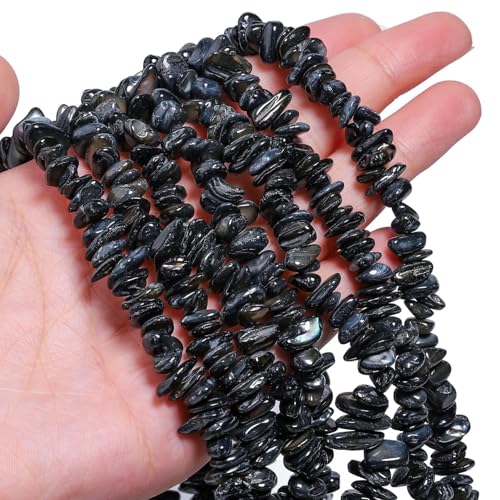 Chip Shells, 260pcs 5-8mm Irregular Beads with Holes, Black Shell & Onyx Chip Beads for Jewelry Making - color: Black