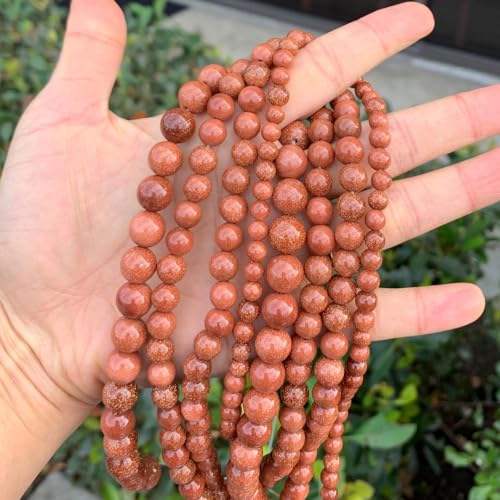 120pcs Adabele Brown Goldstone Sandstone Gemstone 6mm Round Beads Gem Stone Spacer for DIY Craft Jewelry Making GS20-6 - color: Brown Goldstone (Imitated Sandstone), size: 6mm (120pcs/2 strands)