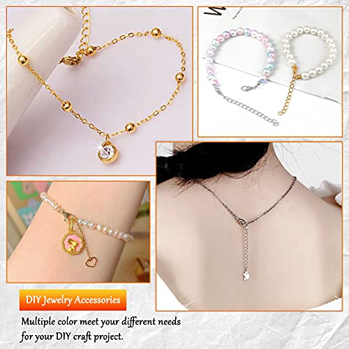 350Pcs Chain Extender for Jewelry Making,Bracelet Extension Tails Stainless Steel Necklace Extension Chain for Necklaces Bracelet,Anklets,Jewelry Making Supplies - color: 350pcs Gold, KC gold, Silver,white K,antique green,gun black,rose gold