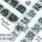 qiipii Black Diamond Nail Rhinestones Multi Shapes Crystals Flatback K9 Glass Dark Gray Stones Gems Round Beads Diamonds Jewels Charms for Nails Face Eyes Makeup Clothes Shoes Crafts Tumblers Bottles - color: Black Diamond, size: A Set