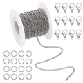 PH PandaHall 33 Feet 304 Stainless Steel Curb Cable Chain 2mm Link Necklace Chain with 20pcs Lobster Claw Clasps and 30pcs 6mm Open Jump Rings for Bracelets Necklaces Jewelry DIY Crafts Making