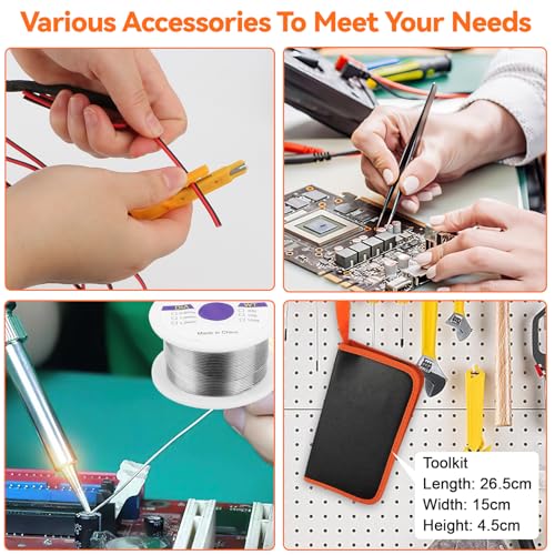 Soldering Iron Kit,90W LED Digital Solder Iron Soldering Gun kit,Adjustable Temperature(180°C-480°C),19-in-1 Welding Tool Including Desoldering Pump, Multimeter, 5 Solder Tips,Helping Hands - color: 19-in-1 Soldering Iron Kit