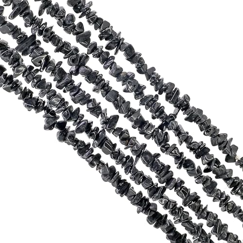 GM GemMartUSA Black Spinel Natural Raw Chip Beads Strands | Semi-Precious | AAA+ Quality 1 Strand 34” | DIY Bracelet Jewelry Making, Healing Crystal Craft| 4-6mm - Black-Color Gemstones (CHSB-70001) - color: Black Spinel (CHSB-70001)