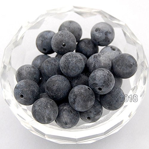 AD Beads Natural Matte Frosted Gemstone Round Spacer Loose Beads 4mm 6mm 8mm 10mm 12mm (8mm, Matte Larvikite Labradorite) - color: Matte Larvikite Labradorite, size: 8mm