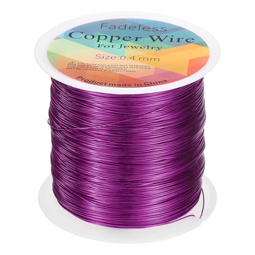 HARFINGTON Wire 328ft Length 26 Gauge Copper Craft Jewelry Wrapping Wire Tarnish Resistant Beading for Jewelry Making Supplies Crafting, Red-Purple - color: Red-Purple