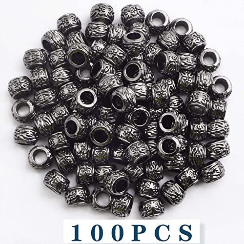 100 Pieces Gun Black Rondelle Spacer Beads - European Large Hole Tube Column Loose Charm Beads - Accessories for DIY Bracelet Necklace Earrings Jewelry Making - color: Gun Black