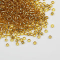 Transparent Gold with Silver Lined Beads Size 6/0 Crafts Glass Seed Beads 4mm for Jewelry Making (Total About 100g About 1200pcs) - color: Transparent Gold with Silver Lined, size: 4mm