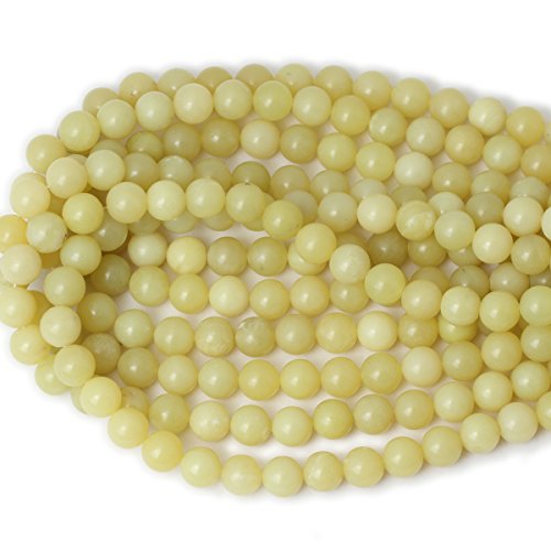 35PCS 10mm Natural Yellow Lemon Jade Gemstone Round Loose Beads for Jewelry Making DIY Findings 1 Strand 15" - color: Lemon jade, size: 10mm