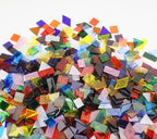 Lanyani 410 Large Transparent Stained Glass Mosaic Tiles, Vibrant Mixed Shapes for Art & Crafts, Cathedral Colorful Glass Pieces, 1.2 Pounds - color: Large/1.2lb /410pcs