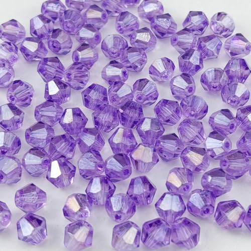 200pcs 6mm Bicone Crystal Glass Beads Faceted Bicone Crystal Beads Bulk Glass Spacer Beads for Bracelets Necklace Pendants Earrings DIY Jewelry Craft Making(Crystal Purple AB) - color: Crystal Purple AB, size: 6mm