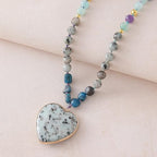 Long Necklaces for Women Boho, Oval Waterdrop Turquoise Pendant, Natural Stone Beaded, Handmade,Vintage & Elegance, Boho Fashion Charm Beaded Necklace for Women - style: N-TianshanBlueStone
