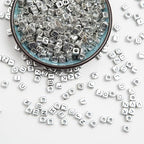1000pcs Square Letter Beads for Bracelets, 6x6mm Silvery Cube Alphabet A-Z Beads for Jewelry Making Friendship Bracelets (Cube Silver) - color: 6x6mm silver