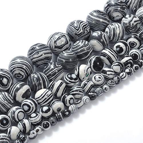 Natural Stone Beads 6mm Black White Peacock Stone Round Loose Beads Crystal Energy Stone Healing Power for Jewelry Making DIY,1 Strand 15" - color: Black White Peacock, size: 6MM