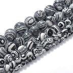 Natural Stone Beads 6mm Black White Peacock Stone Round Loose Beads Crystal Energy Stone Healing Power for Jewelry Making DIY,1 Strand 15" - color: Black White Peacock, size: 6MM