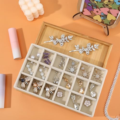 Psyqtsuary Stackable Jewelry Organizer Trays, Jewelry Tray for Drawer Stackable Earrings Tray Jewelrys Drawer Inserts Container with Removable Dividers for Earring Necklace Rings Bracelet Watch