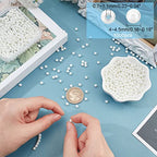 PH PandaHall About 1000 Pcs 4mm Tiny Satin Luster Glass Pearl Bead Round Loose Spacer Beads for Jewelry Making White - color: White