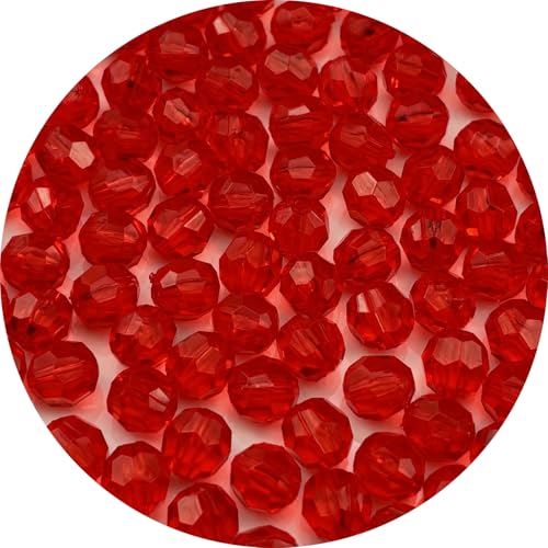 1000pcs 6mm Acrylic Round Faceted Beads for Crafts Faceted Spacer Beads for Sewing Crafts Decoration Necklaces Bracelets Earrings Jewelry Making(Red) - color: Red, size: 6mm
