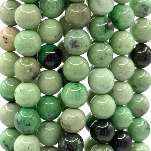 ABCGEMS African Hydrogrossular Garnet Beads AKA Transvaal Grossular Garnet (Gorgeous Black Inclusions of Chromite) Healing Energy Jewelry Making Smooth Round 10mm - color: Hydrogrossular Garnet (From Africa)