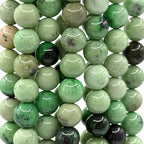 ABCGEMS African Hydrogrossular Garnet Beads AKA Transvaal Grossular Garnet (Gorgeous Black Inclusions of Chromite) Healing Energy Jewelry Making Smooth Round 10mm - color: Hydrogrossular Garnet (From Africa)