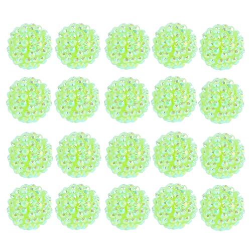 20mm Rhinestone Beads for Pens, 20pcs Chunky Large Spacer Bead for DIY Pens Phone Chain Keychain Candy Sparkle Bling Ball Beads Bulk(Green) - color: AB Green 20MM 20PCS, size: 20MM