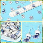 SANNIX 110Pcs/55 Pairs Christmas Winter Charms, Winter Charms for Jewelry Making, Assorted Snowflake Penguin Snowman Polar Bear Gold Enamel Charm Pendants for DIY Bracelet Necklaces Earrings Craft - style: Winter Charms