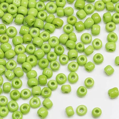 Green Beads Size 6/0 Crafts Glass Seed Beads 4mm for Jewelry Making (Total About 100g About 1200pcs) - color: Green