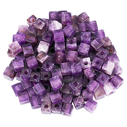 TUMBEELLUWA Stone Bead for Jewelry Making, Healing Crystal Large Hole Square Shape Loose Beads Pack of 15,Amethyst - color: #3 purple