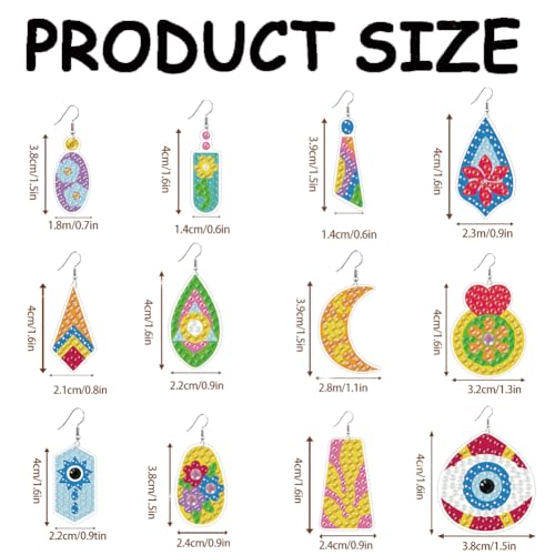 BEUNITONE 12 Pairs Long Style Diamond Art Earring Making Kits for Adults, DIY Drop Dangle Earring Making Supplies Kit, Fun Duck Art Earrings Ornament for Women Birthdays Holiday Handmade Gift - style: Long Earrings