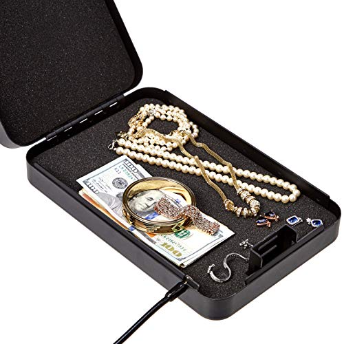 Amazon Basics Portable Security Case Lock Box Safe with Combination Lock for Documents, Valuables and Personal Items, XXL, Black - size: Xxl