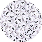 100Pcs Letter Beads 4x7mm White Round Acrylic Alphabet Beads Letter F Beads for Jewelry Making DIY Bracelets Necklaces Key Chains - color: F 100Pcs