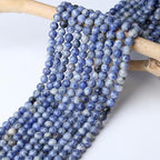 DUQGUHO Blue Spot Jasper Beads 8mm Natural Crystal Blue Beads Round Polishing Stone Bead Genuine Gemstone Beads for DIY Jewelry Making 47 Pcs, US-MKL-CB-04BL1 - color: Blue#1
