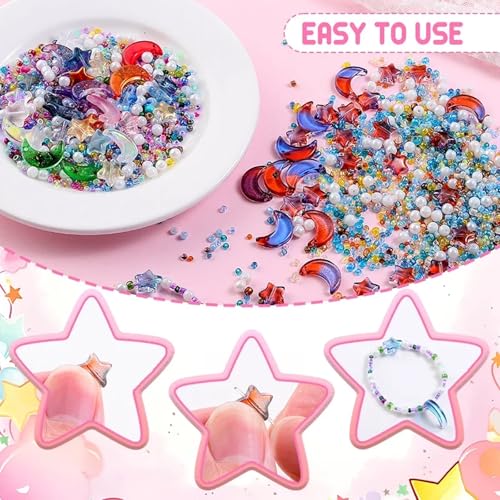 Mixed Star Moon Crystal Glass Beads Seedbeads Loose Round Pearl Beads for Jewelry Making Craft Bracelets Necklaces Earrings DIY Crafts Projects Brown Glass Spacer Bead Kits for Crafts - color: Brwon