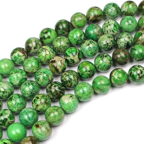 MJDCB 4mm Grass Green Imperial Jasper Gemstone Beads Round Loose Stone Bead for Jewelry Making Bracelets Necklaces - color: Grass Green Imperial Jasper, size: 4mm