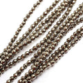GEM-Inside 4mm Pyrite Beads Crystal Stone Faceted Round Genuine Loose Beads for Bracelet Necklace Jewelry Making 15" - color: Gray Pyrite, size: 3mm