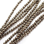 GEM-Inside 4mm Pyrite Beads Crystal Stone Faceted Round Genuine Loose Beads for Bracelet Necklace Jewelry Making 15" - color: Gray Pyrite, size: 3mm