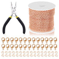 Swpeet 102Pcs Rose Gold 3mm by 10 Yard Length Jewelry Making Chains Kit with Jump Rings, Lobster Clasps and Jewelry Plier, Necklace Chains Flat Cable Link Chain Bulk Ideal for DIY Craft Jewel Making - color: Rose Gold